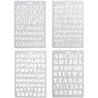 Yxhome 4 plantillas de pintura de letras y números- juego de plantillas de plástico para dibujo de alfabeto- para…